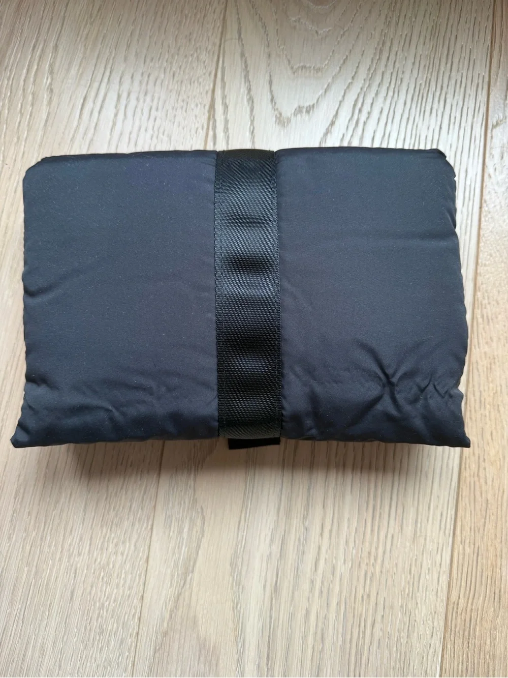 CHANEL Black Fold-Over Toiletry Pouch with Buckle Strap